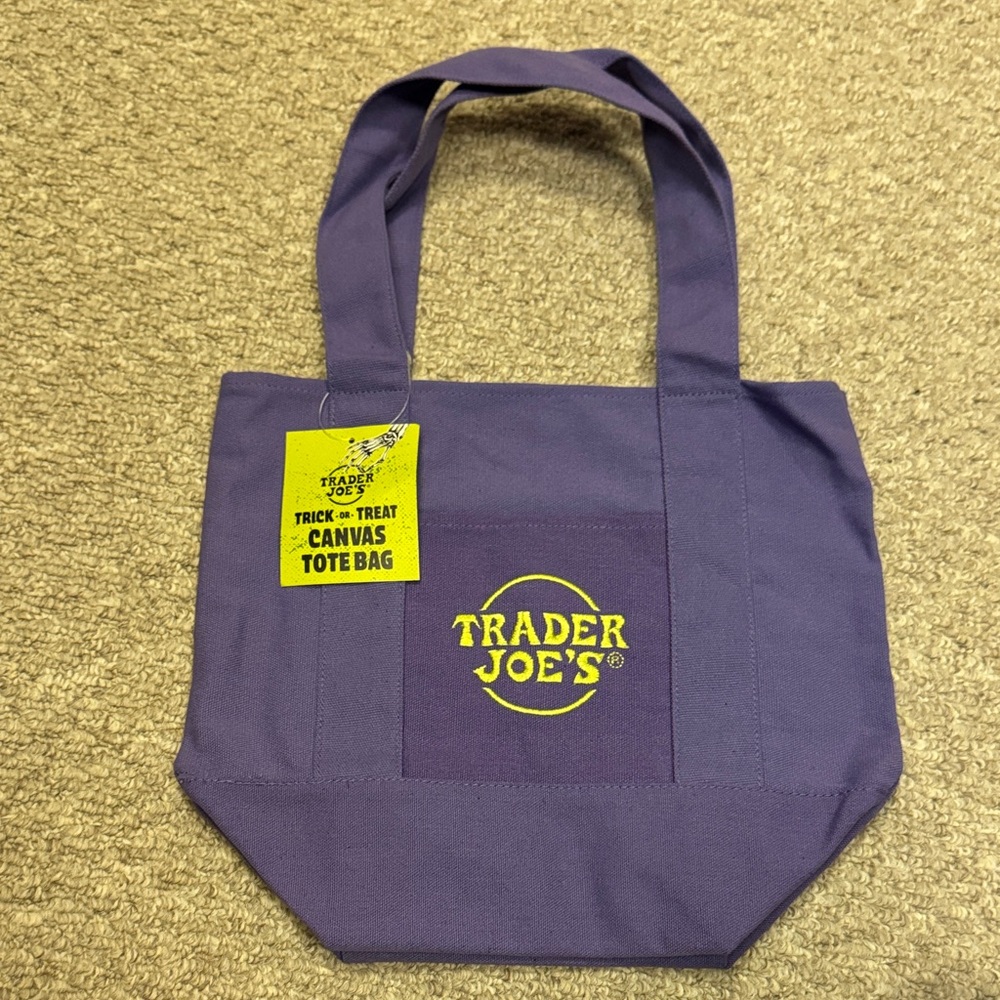 Trader Joe's Trick or Treat Canvas Tote Bag - Purple